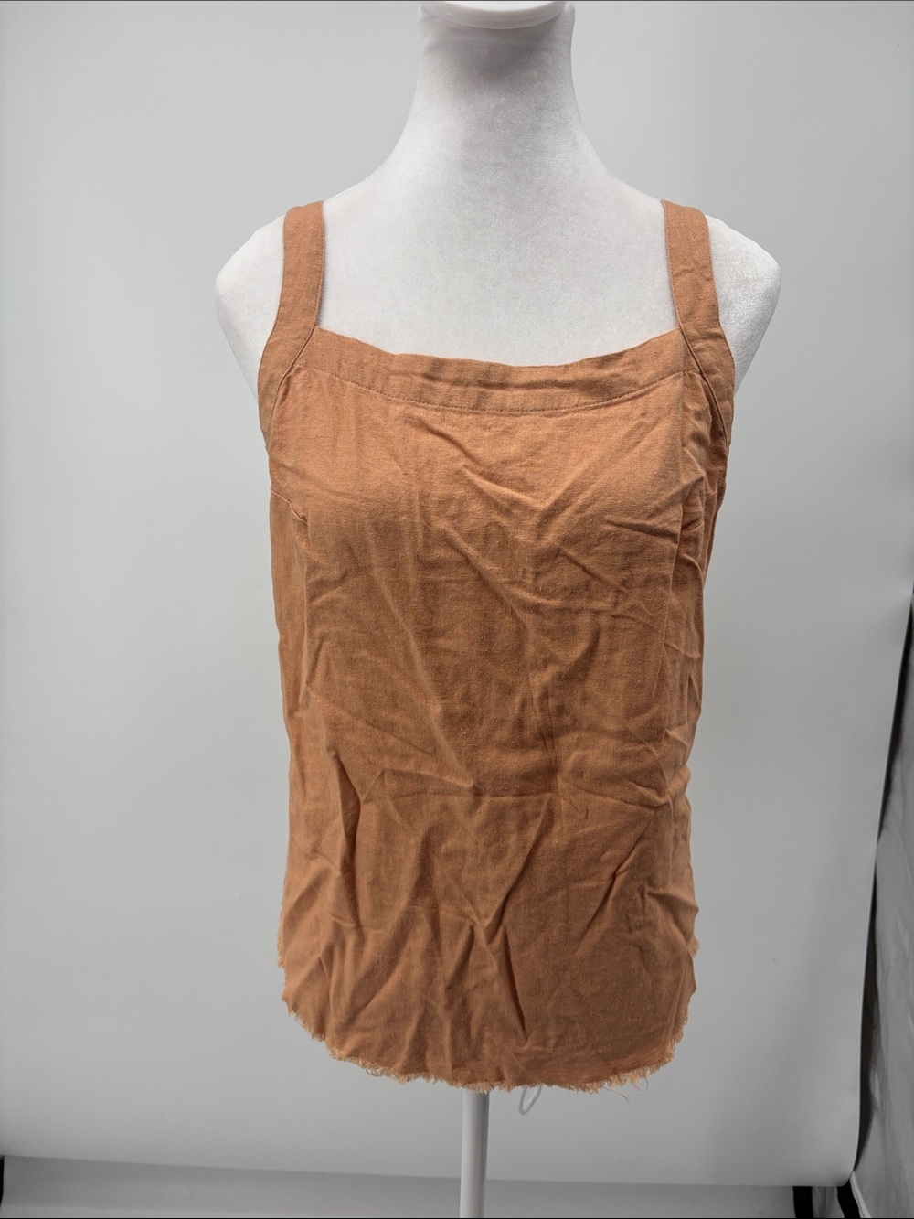 Nordstrom Linen-Blend Square Neck Tank in Rust